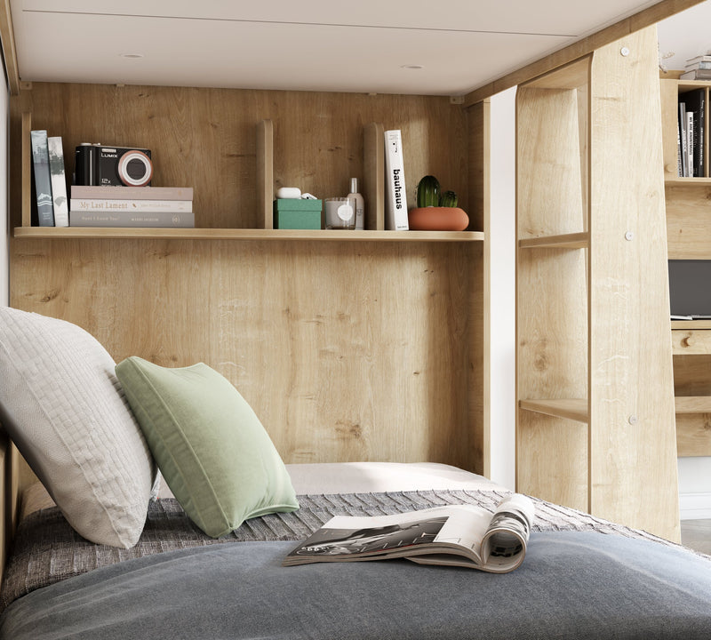 Mokkafarbenes Etagenbett mit unterer Schublade (90x200 cm)