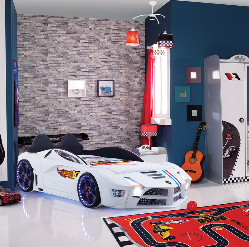 Luxury Full LED Car Bed 90x190 cm