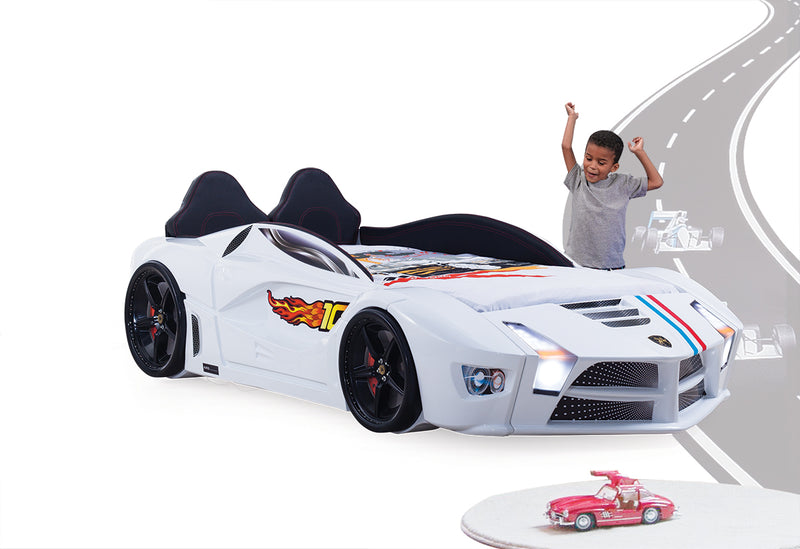 Luxury Full LED Car Bed 90x190 cm