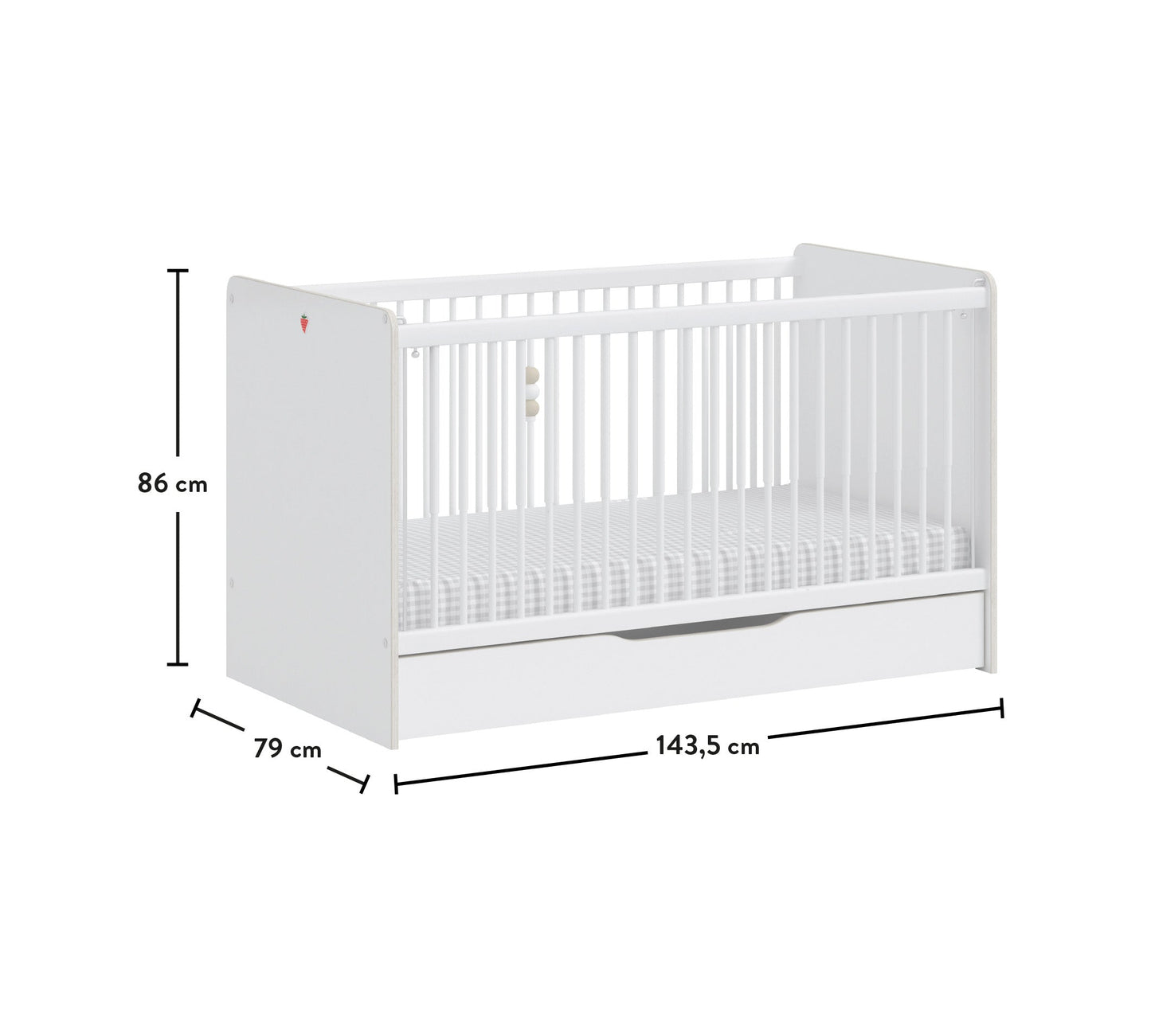 Lettino Montessori White Lift per bebè (70x140 Cm)