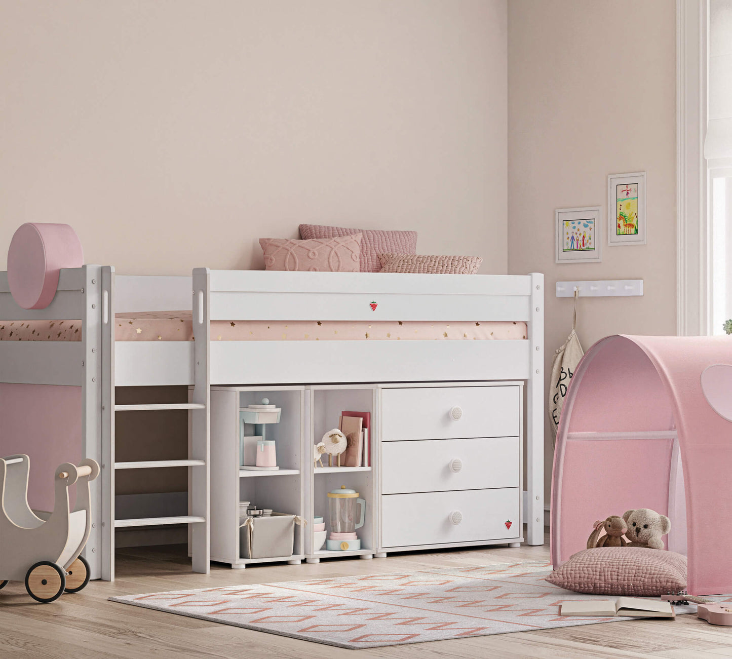 Letto bianco medio alto Montessori