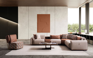 Grande Divano Angolare Beige e Cognac