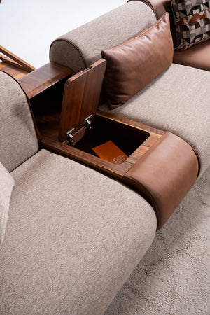 Grande Divano Angolare Beige e Cognac