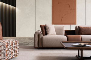 Grande Divano Angolare Beige e Cognac