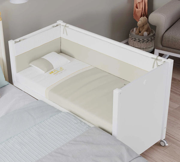 Set Cameretta Neonato Baby Cotton - Letto Co-sleeping, Armadio e Comò con Materasso Gratis