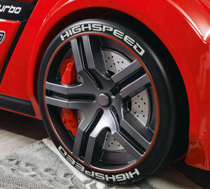 Habitación completa Champion Racer: Cama Biturbo Roja, Armario de 3 puertas y Escritorio con unidad + Colchón de regalo