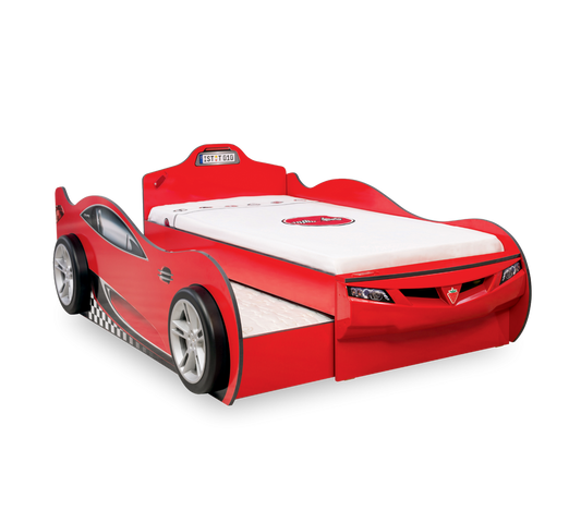 Coupé Auto letto macchina per bambini (con letto amico)  (90x190 - 90x180 Cm) - Rosso