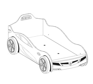 Letto Auto Per Bambini 90x190 Cm Con Design Sportivo e Ruote Tridimensionali