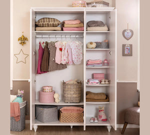 Camera Completa Romantica: Letto (100x200), Armadio 3 Ante e Scrivania con Unità + Materasso in Omaggio