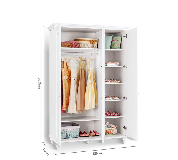 Camera Completa Romantica: Letto (100x200), Armadio 3 Ante e Scrivania con Unità + Materasso in Omaggio