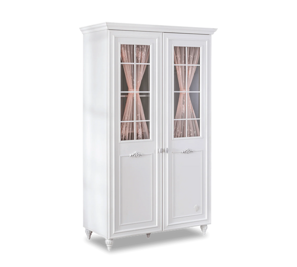 Habitación completa Baby Romantic: cuna convertible, armario de 2 puertas y cómoda con espejo + colchón de regalo