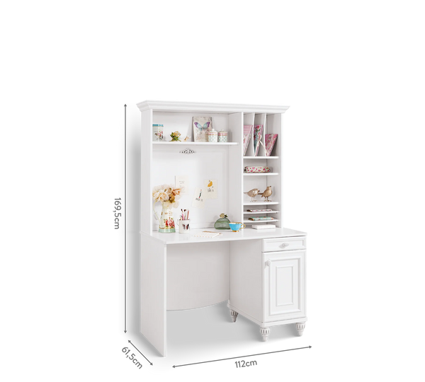 Camera Completa Romantica: Letto (100x200), Armadio 3 Ante e Scrivania con Unità + Materasso in Omaggio