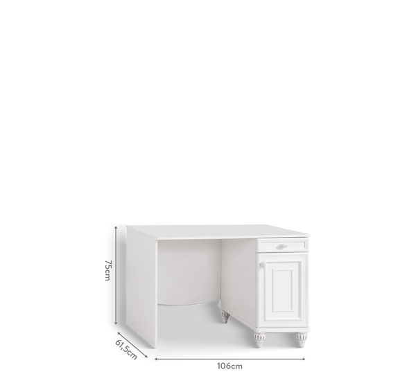 Camera Completa Romantica: Letto (100x200), Armadio 3 Ante e Scrivania con Unità + Materasso in Omaggio