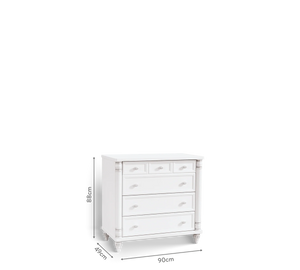 Habitación completa Baby Romantic: cuna convertible, armario de 2 puertas y cómoda con espejo + colchón de regalo