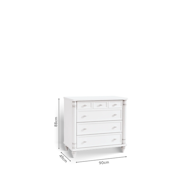 Habitación completa Baby Romantic: cuna convertible, armario de 2 puertas y cómoda con espejo + colchón de regalo