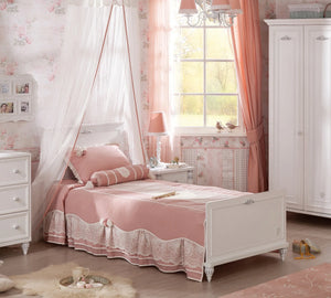 Camera Completa Romantica: Letto (100x200), Armadio 3 Ante e Scrivania con Unità + Materasso in Omaggio