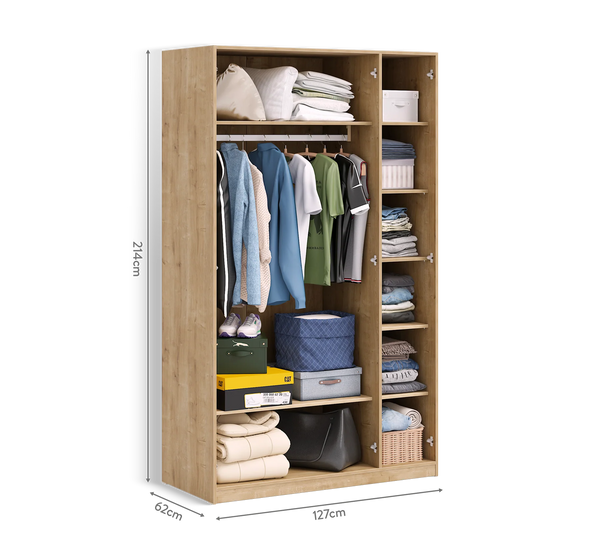 Camera Completa Mocha: Letto (100x200), Armadio 3 Ante Line e Scrivania con Unità Alta + Materasso in Omaggio