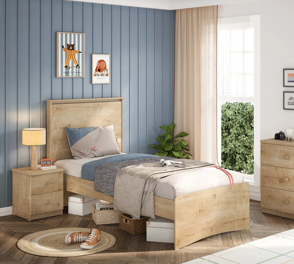 Camera Completa Mocha: Letto (100x200), Armadio 3 Ante Line e Scrivania con Unità Alta + Materasso in Omaggio