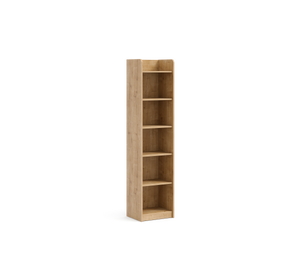 Mocha Bookcase 44x186 cm with 2 Shelves, 2 Drawers, Compartment with Lid and Wall Mounting
