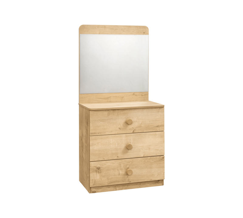 Comò in legno Mocha Modern a 3 cassetti, con specchio, design elegante,  ideale per camere da letto giovanil