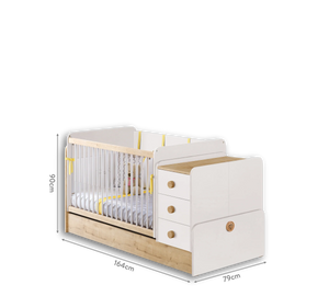 Camera Completa Natura Baby: Lettino Evolutivo, Armadio 3 Ante e Cassettiera con Tavolo + Materasso in Omaggio