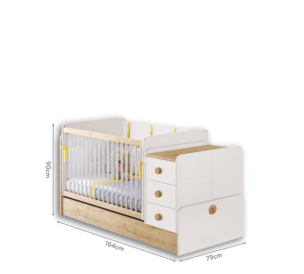 Camera Completa Natura Baby: Lettino Evolutivo, Armadio 3 Ante e Cassettiera con Tavolo + Materasso in Omaggio