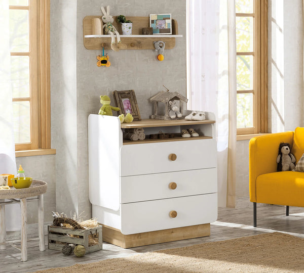 Camera Completa Natura Baby: Lettino Evolutivo, Armadio 3 Ante e Cassettiera con Tavolo + Materasso in Omaggio