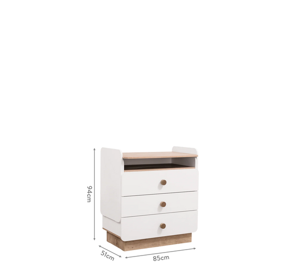 Camera Completa Natura Baby: Lettino Evolutivo, Armadio 3 Ante e Cassettiera con Tavolo + Materasso in Omaggio