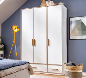 Camera Completa Modera: Letto Imbottito (100x200), Armadio 3 Ante e Scrivania con Unità + Materasso in Omaggio