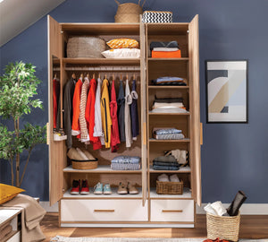 Camera Completa Modera: Letto Imbottito (100x200), Armadio 3 Ante e Scrivania con Unità + Materasso in Omaggio