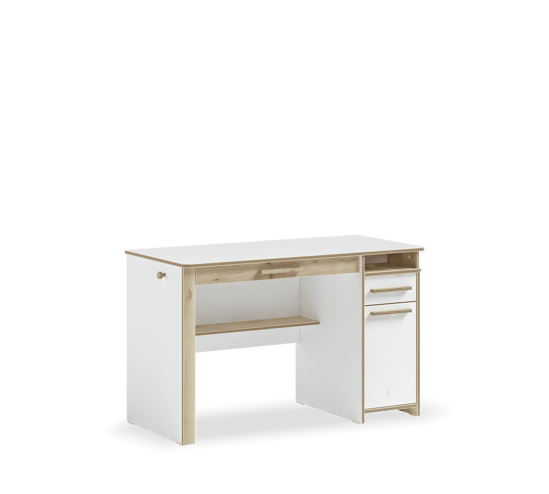 Modera 120x75cm Desk with Drawers, Shelves and Wooden Hangers, Ergonomic Design for Study