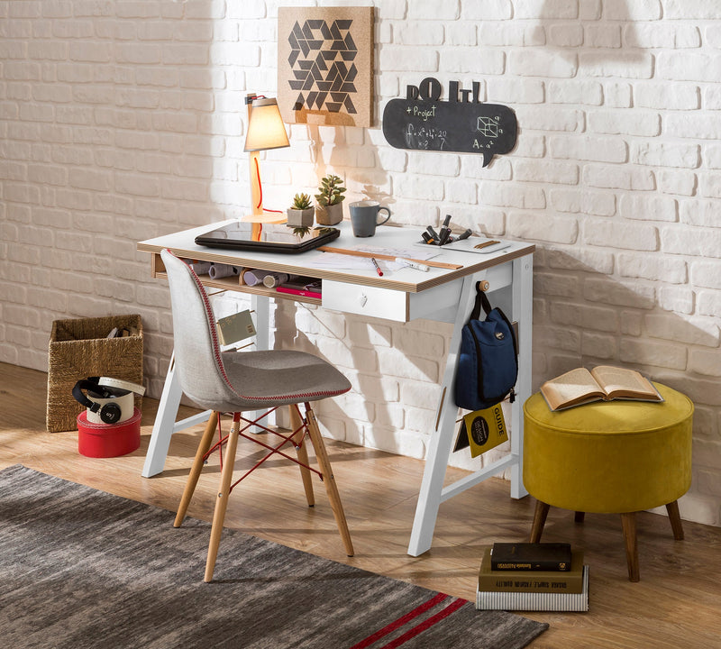 Modern Medium Study Desk with Side Drawer, Functional Design 114x76x64 cm