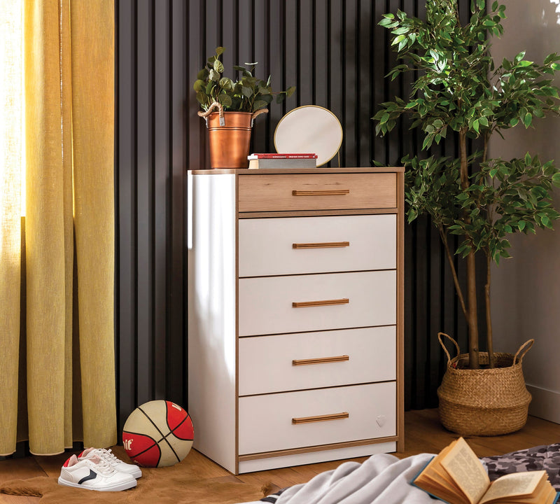 Comò Alto Modera 63x102x45.5 Cm Con Cassetto Diviso E Ampio Spazio Per Oggetti Grandi