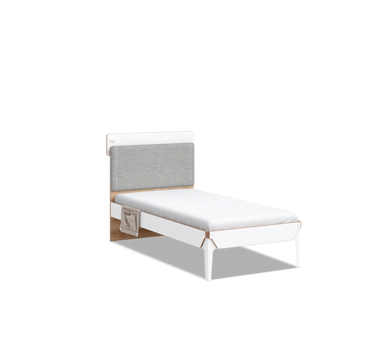 Letto Modera Modern 120x200 Cm Con Rete, Porta USB, Testata Morbida e Tasca Mobile per Comfort Ideale