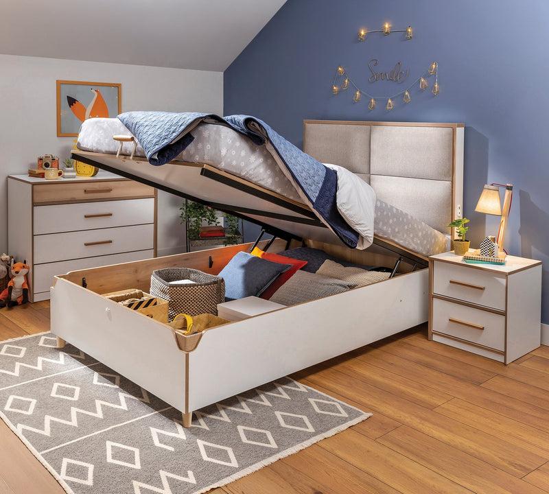 Letto Modera 100x200 Cm Con Testata Lavabile, Doppia Porta USB E Design Moderno Funzionale