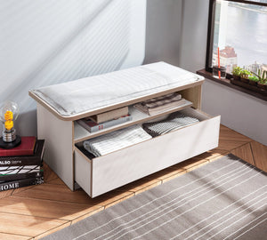 Modera Ottoman Pouf with Drawer, Dimensions 98x43.5x43 cm, Removable Cushion and Elegant Design