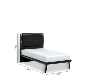 Dormitorio Completo Dark Metal: Cama Line (100x200), Armario 3 Puertas y Escritorio con Módulo + Colchón de Regalo