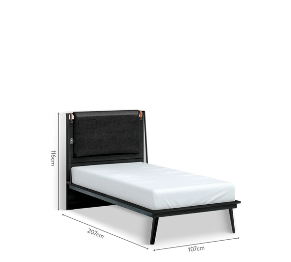 Dormitorio Completo Dark Metal: Cama Line (100x200), Armario 3 Puertas y Escritorio con Módulo + Colchón de Regalo