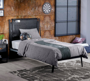 Dormitorio Completo Dark Metal: Cama Line (100x200), Armario 3 Puertas y Escritorio con Módulo + Colchón de Regalo