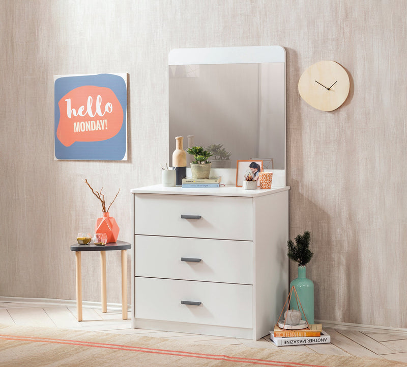 Armario para ropa blanca con espejo blanco