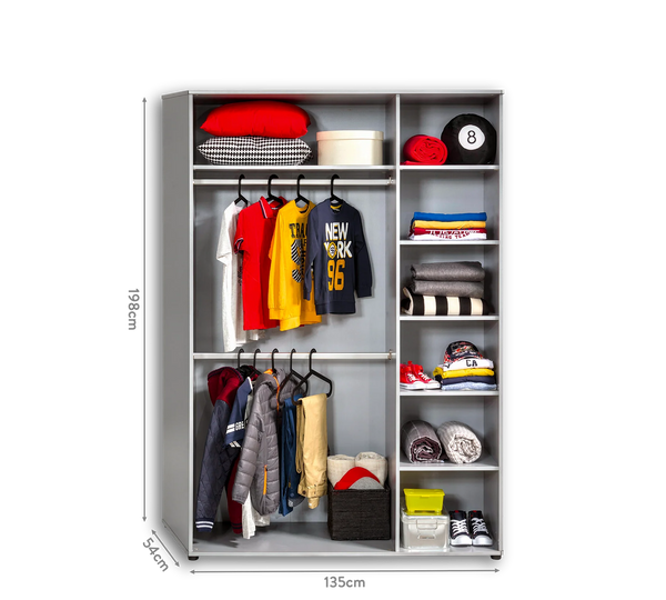 Camera Completa Racecup: Letto a forma di Macchina (90x190), Armadio 3 Ante e Scrivania con Unità + Materasso in Omaggio