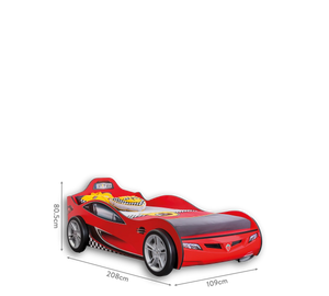 Camera Completa Racecup: Letto a forma di Macchina (90x190), Armadio 3 Ante e Scrivania con Unità + Materasso in Omaggio