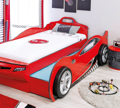 Sports Car Bed for Children with Extra Bed 90x190 - Realistic Design