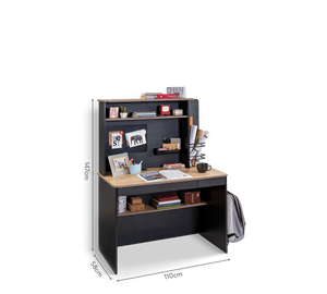 Dormitorio completo Black: Cama, Armario 3 Puertas Line y Escritorio con Unidad + Colchón de Regalo