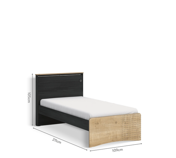 Dormitorio completo Black: Cama, Armario 3 Puertas Line y Escritorio con Unidad + Colchón de Regalo