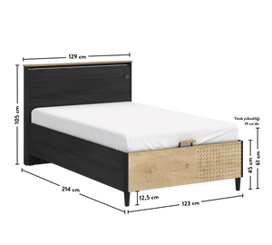 Bett mit schwarzem Untergestell