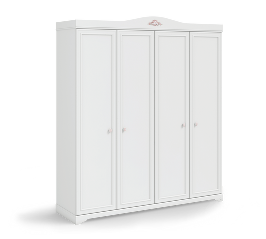 Armadio Rustico Bianco 4 Ante
