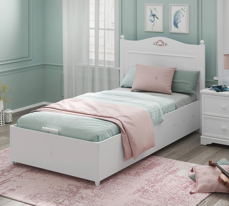 Rustic White Storage Bed