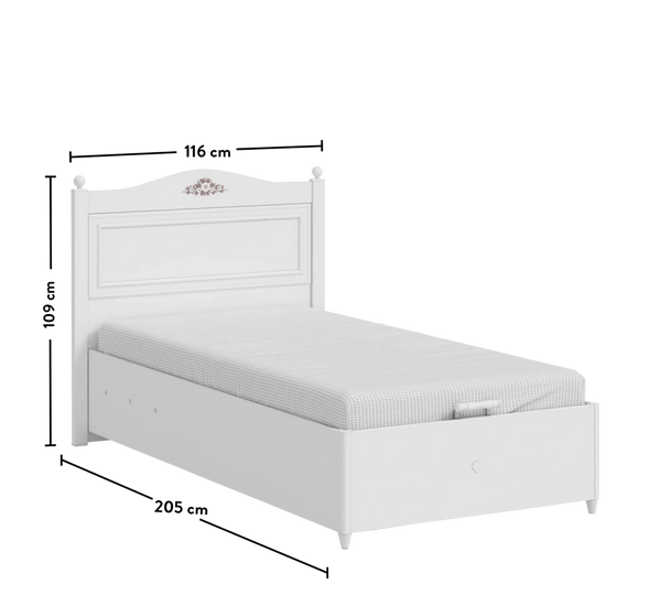 Letto con Contenitore Rustico Bianco