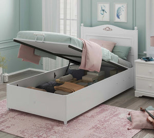 Letto con Contenitore Rustico Bianco